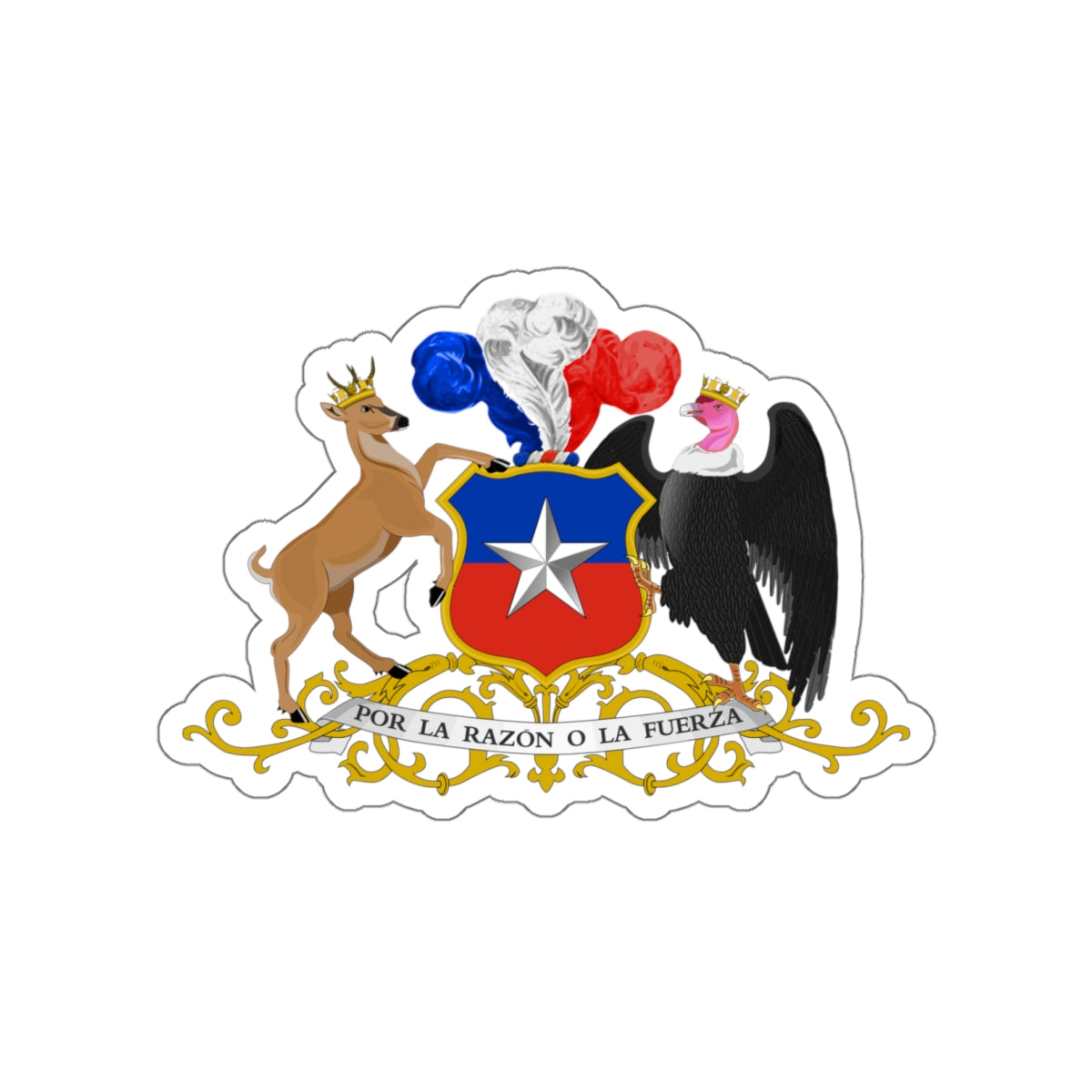 Coat of arms of Chile 5 STICKER Vinyl Die-Cut Decal-White-The Sticker Space