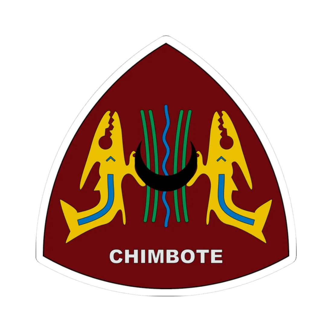 Coat of arms of Chimbote (Peru) (Coat of Arms) STICKER Vinyl Kiss-Cut Decal 3 Inch White - The Sticker Space