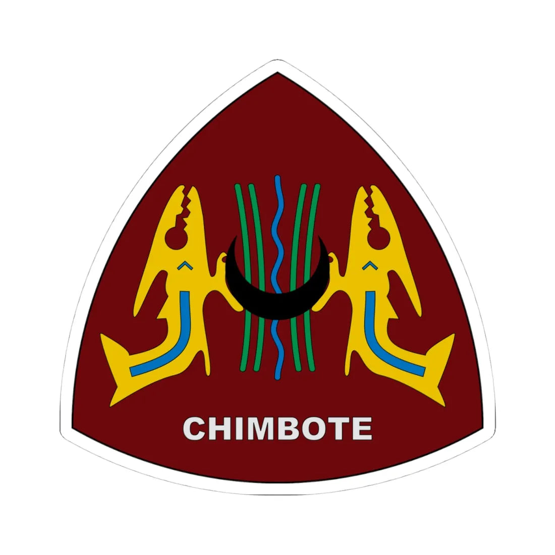 Coat of arms of Chimbote (Peru) (Coat of Arms) STICKER Vinyl Kiss-Cut Decal 4 Inch White - The Sticker Space