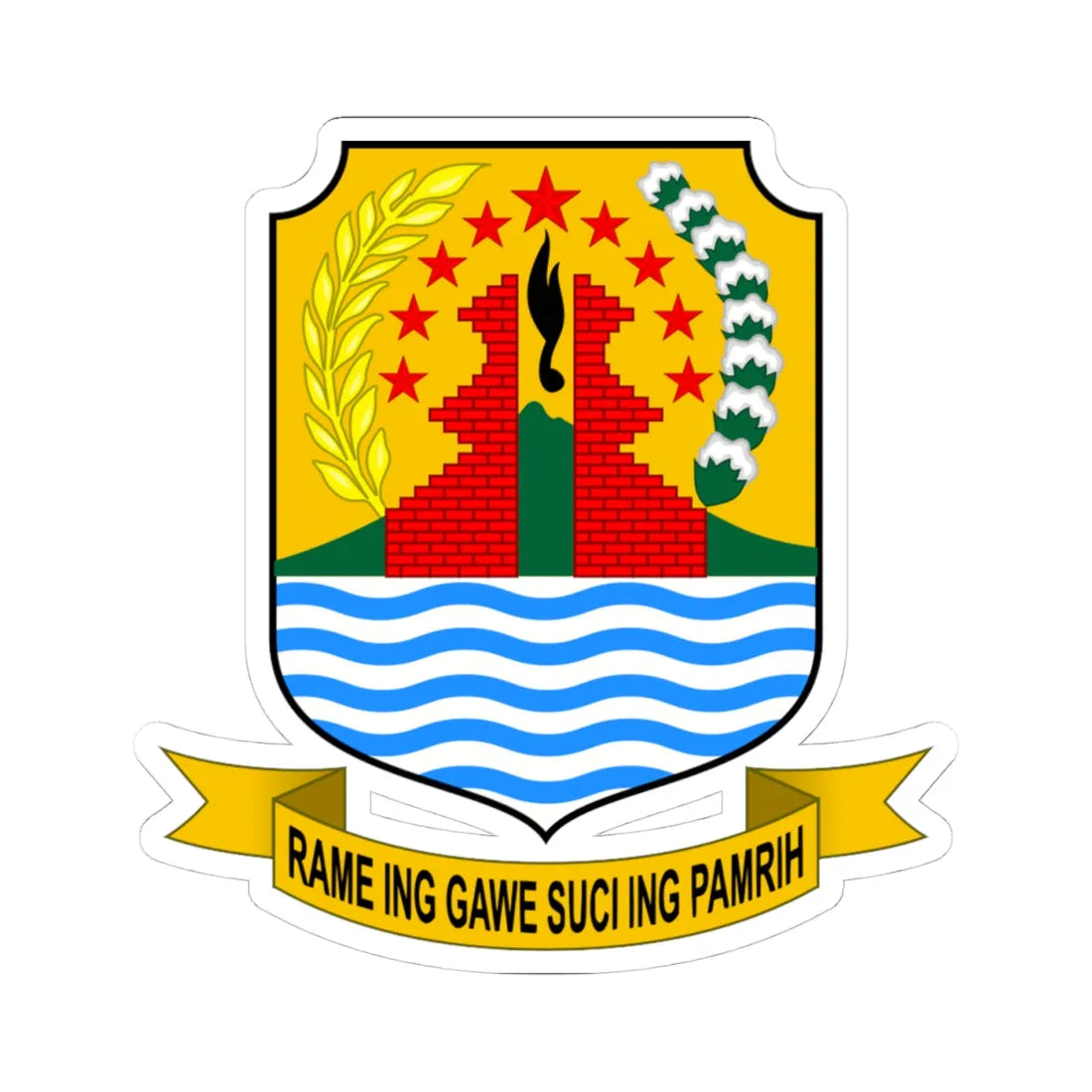 Coat of arms of Cirebon Regency (Indonesia) (Coat of Arms) STICKER Vinyl Kiss-Cut Decal 4 Inch White - The Sticker Space