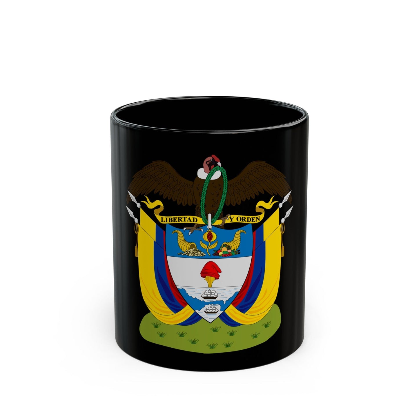 Coat of arms of Colombia (1890) - Black Coffee Mug-11oz-The Sticker Space