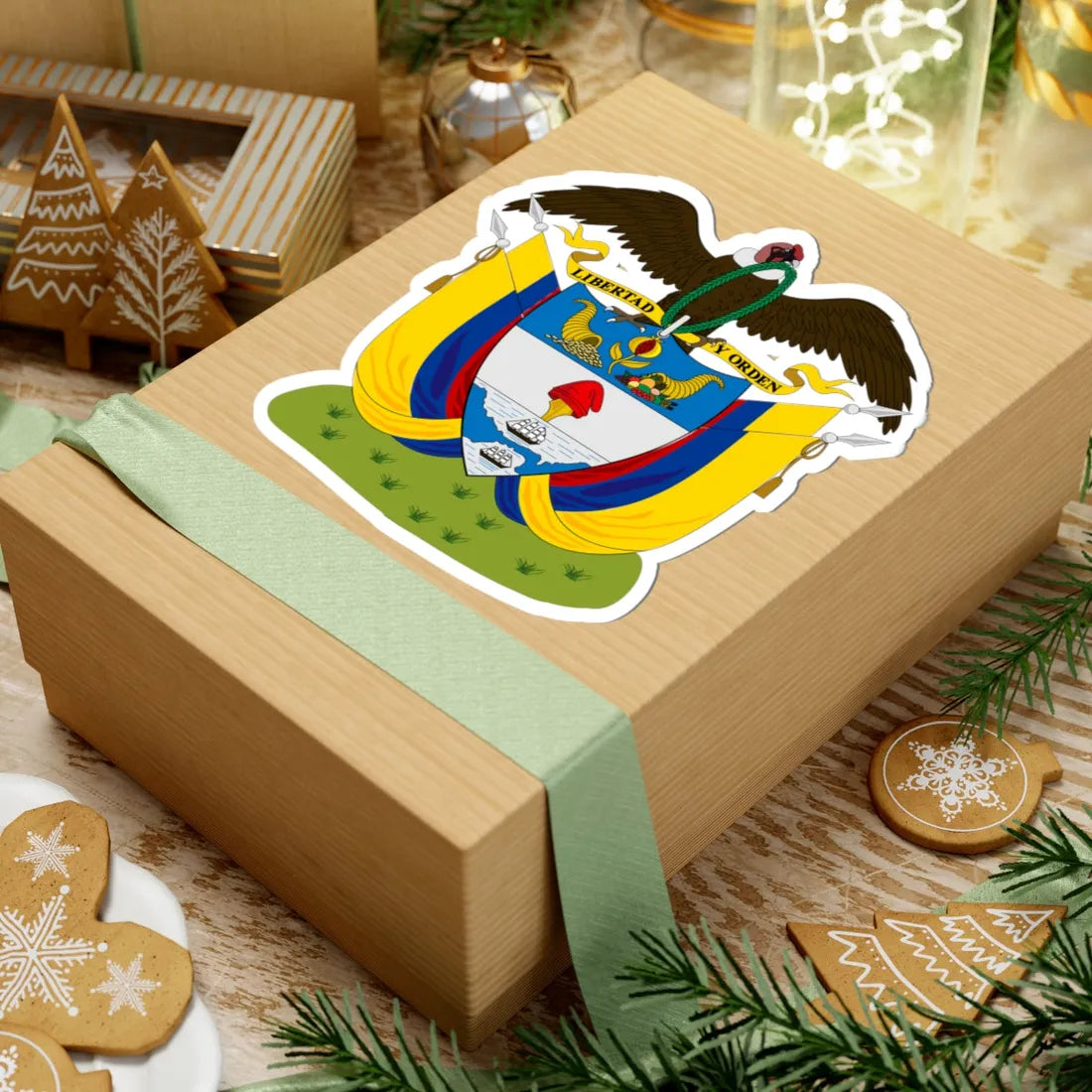 Coat of arms of Colombia 1890 (Colombia) (Coat of Arms) STICKER Vinyl Kiss-Cut Decal - The Sticker Space