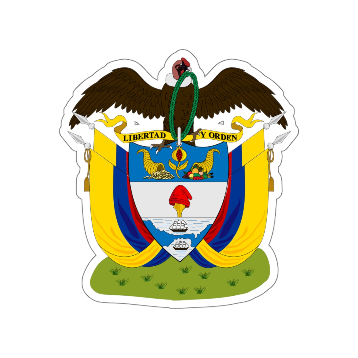 Coat of arms of Colombia (1890) STICKER Vinyl Die-Cut Decal-White-The Sticker Space