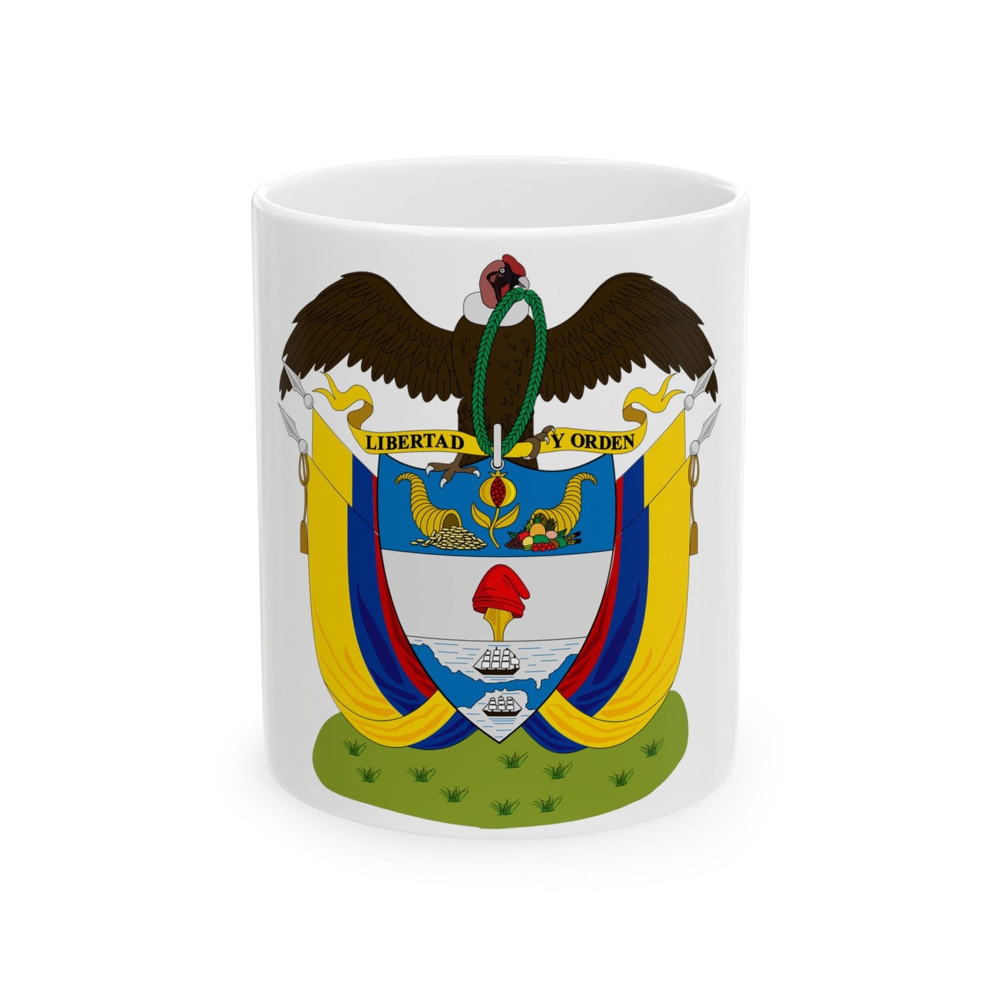 Coat of arms of Colombia (1890) - White Coffee Mug-11oz-The Sticker Space