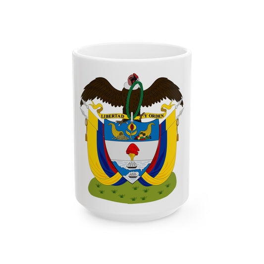 Coat of arms of Colombia (1890) - White Coffee Mug-15oz-The Sticker Space