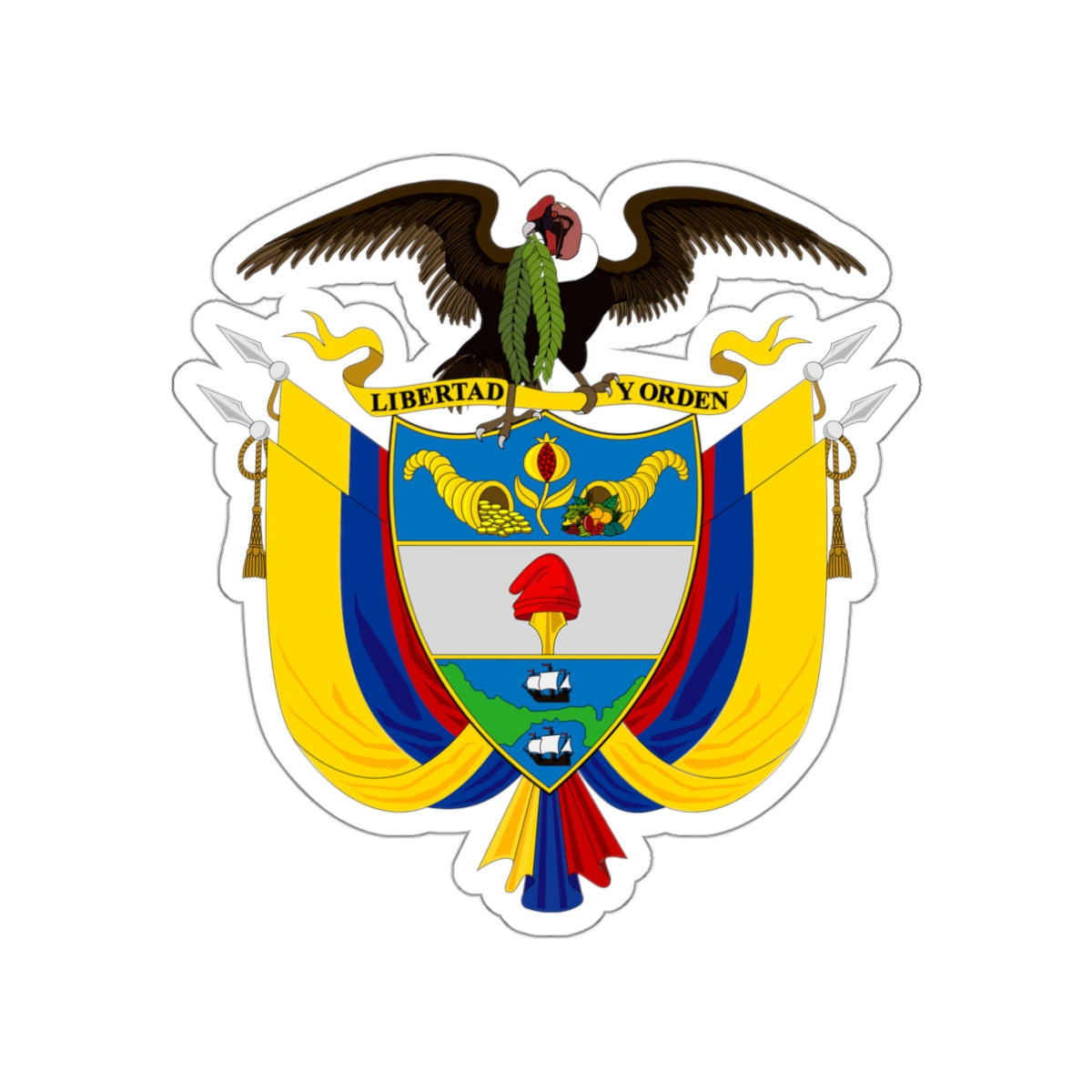 Coat of arms of Colombia 2 STICKER Vinyl Die-Cut Decal-White-The Sticker Space