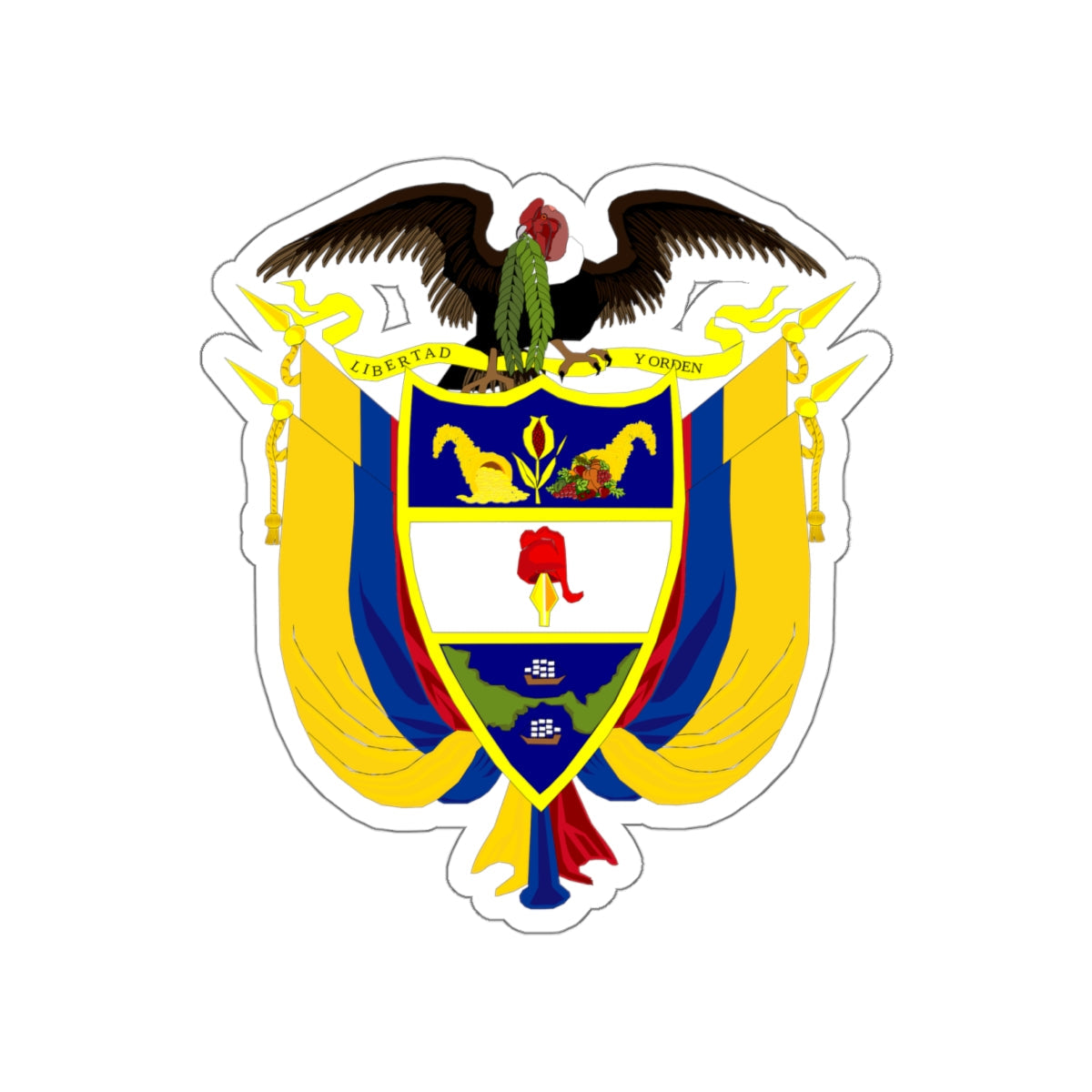 Coat of arms of Colombia 4 STICKER Vinyl Die-Cut Decal-White-The Sticker Space