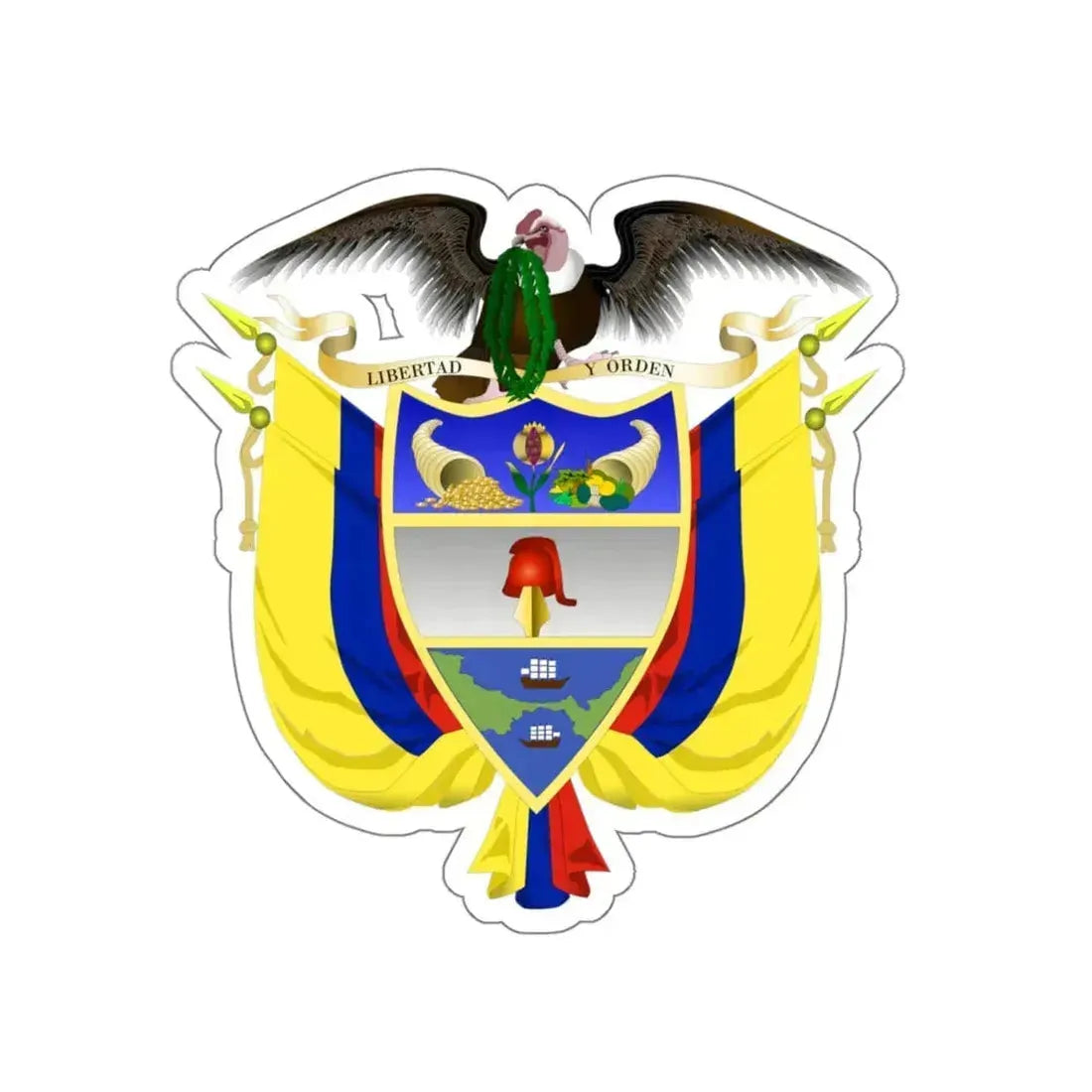 Coat of arms of Colombia 5 STICKER Vinyl Die-Cut Decal 4 Inch - The Sticker Space