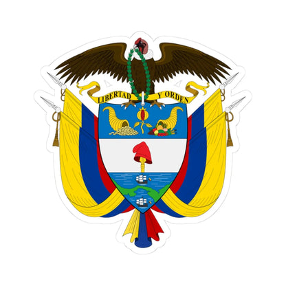 Coat of arms of Colombia (Colombia) (Coat of Arms) STICKER Vinyl Kiss-Cut Decal 3 Inch White - The Sticker Space