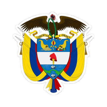 Coat of arms of Colombia (Colombia) (Coat of Arms) STICKER Vinyl Kiss-Cut Decal 4 Inch White - The Sticker Space