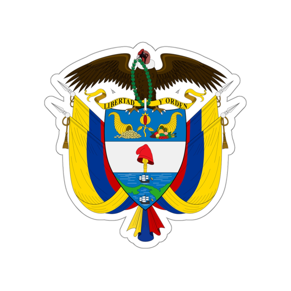 Coat of arms of Colombia STICKER Vinyl Die-Cut Decal-White-The Sticker Space