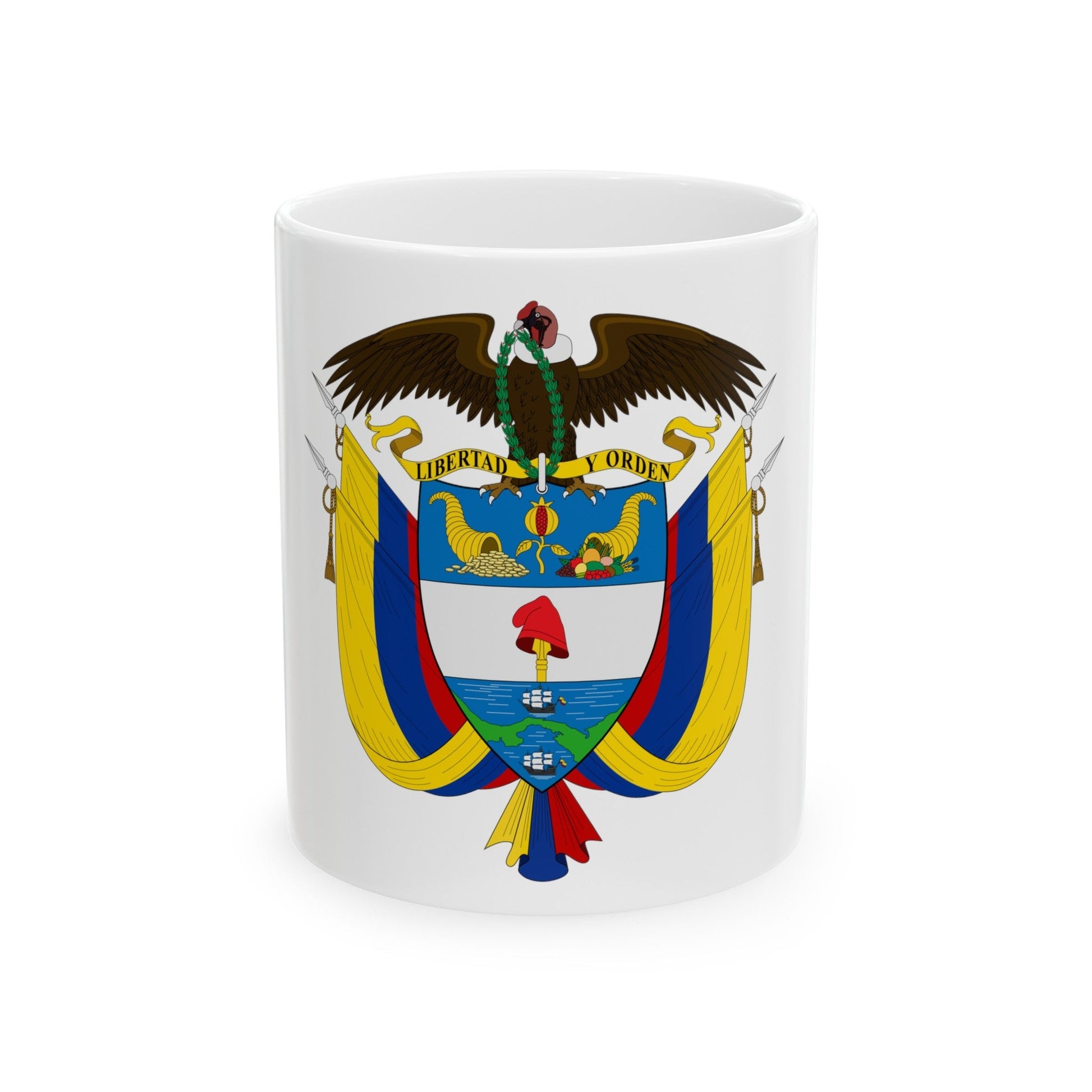 Coat of arms of Colombia - White Coffee Mug-11oz-The Sticker Space