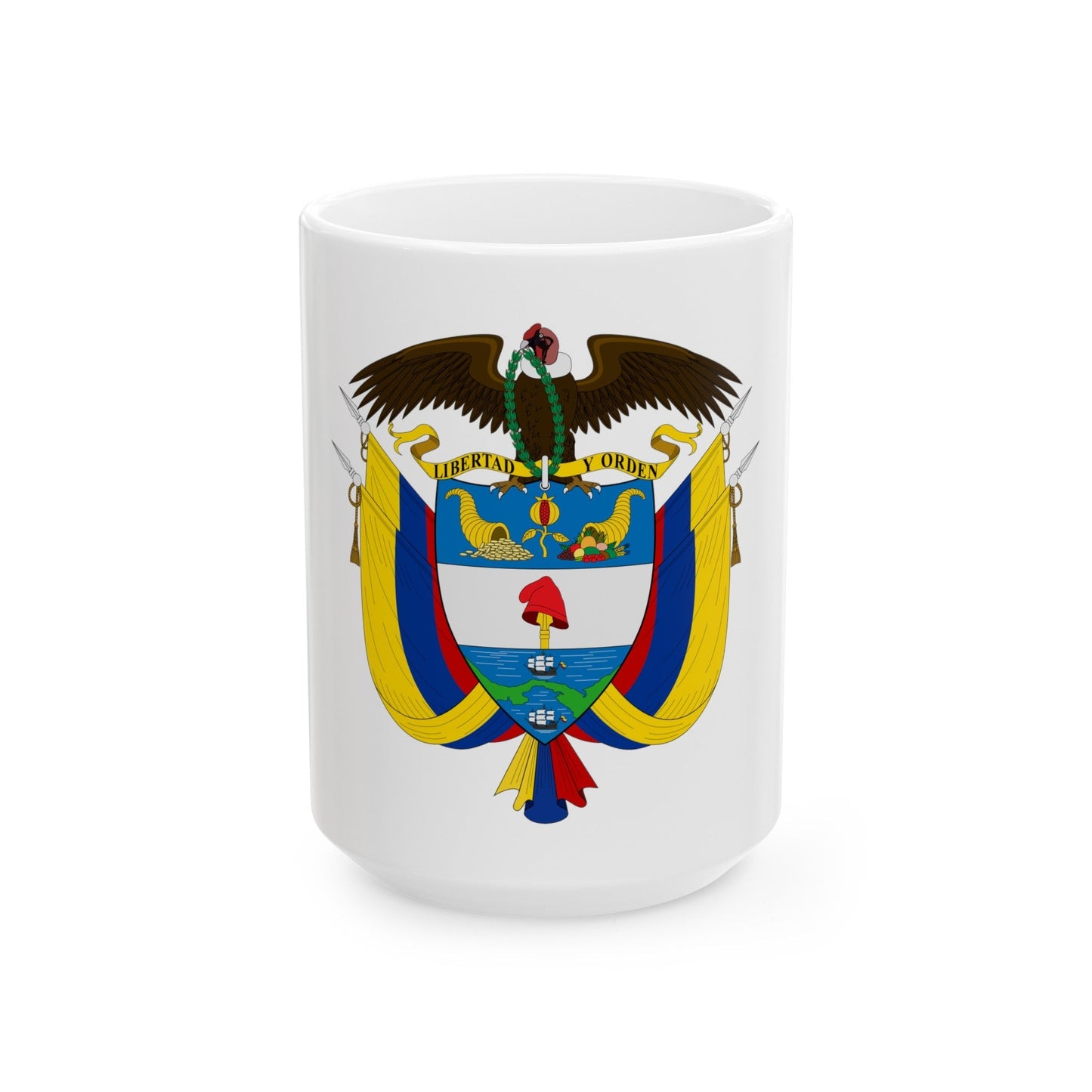 Coat of arms of Colombia - White Coffee Mug-15oz-The Sticker Space