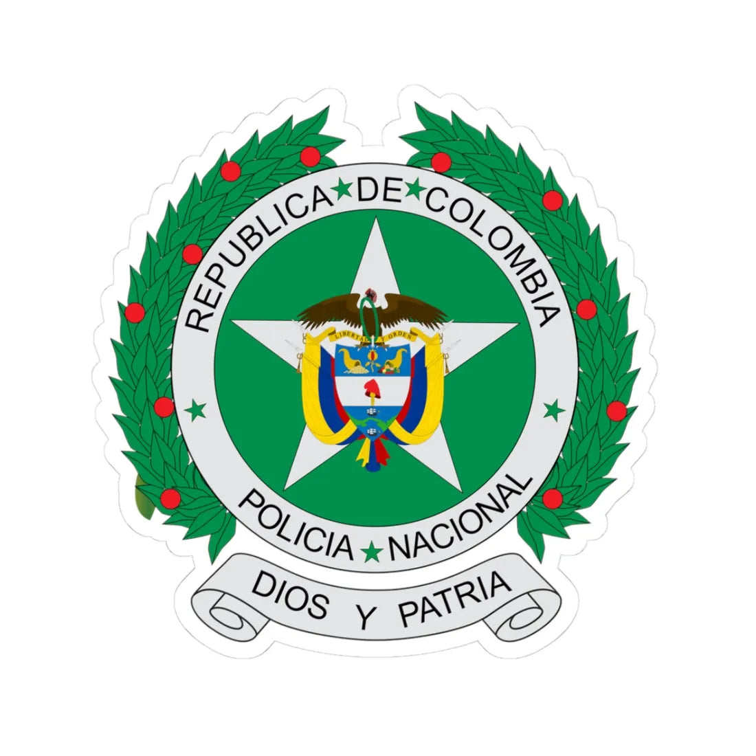 Coat of arms of colombian national police (Colombia) (Coat of Arms) STICKER Vinyl Kiss-Cut Decal 3 Inch White - The Sticker Space
