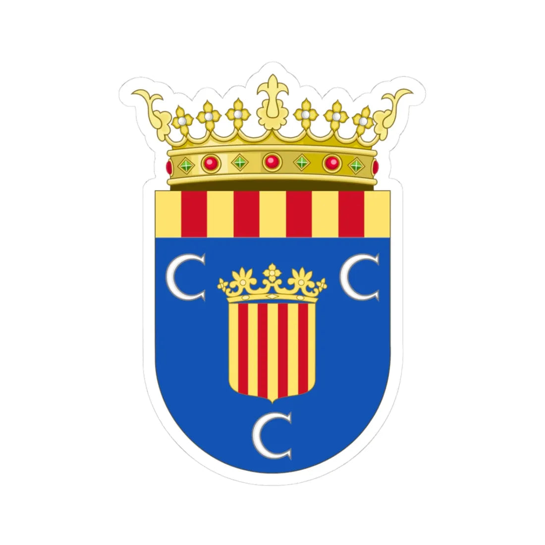 Coat of Arms of Comunidad de Calatayud (Spain) (Coat of Arms) STICKER Vinyl Kiss-Cut Decal 3 Inch White - The Sticker Space