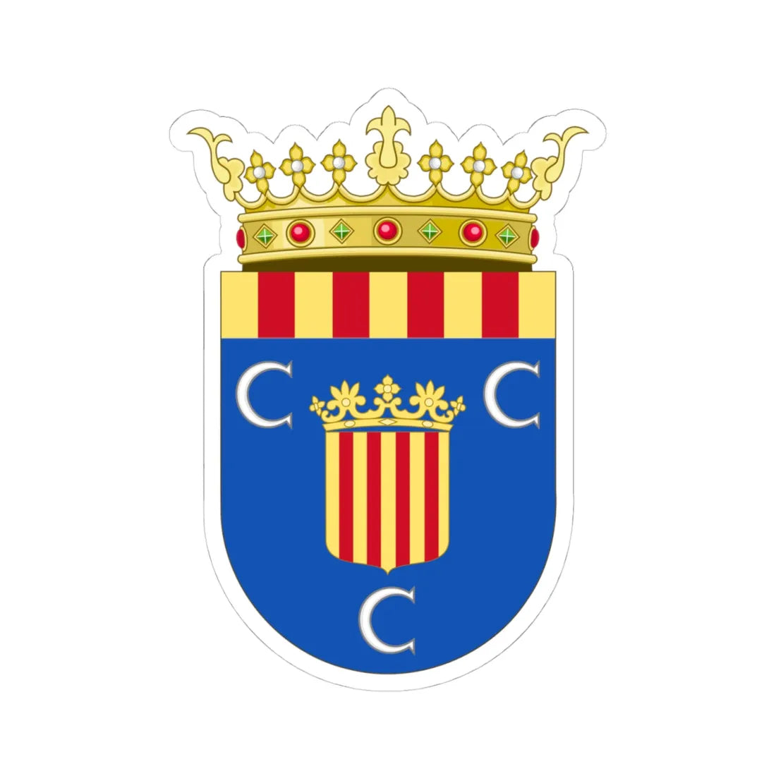 Coat of Arms of Comunidad de Calatayud (Spain) (Coat of Arms) STICKER Vinyl Kiss-Cut Decal 4 Inch White - The Sticker Space