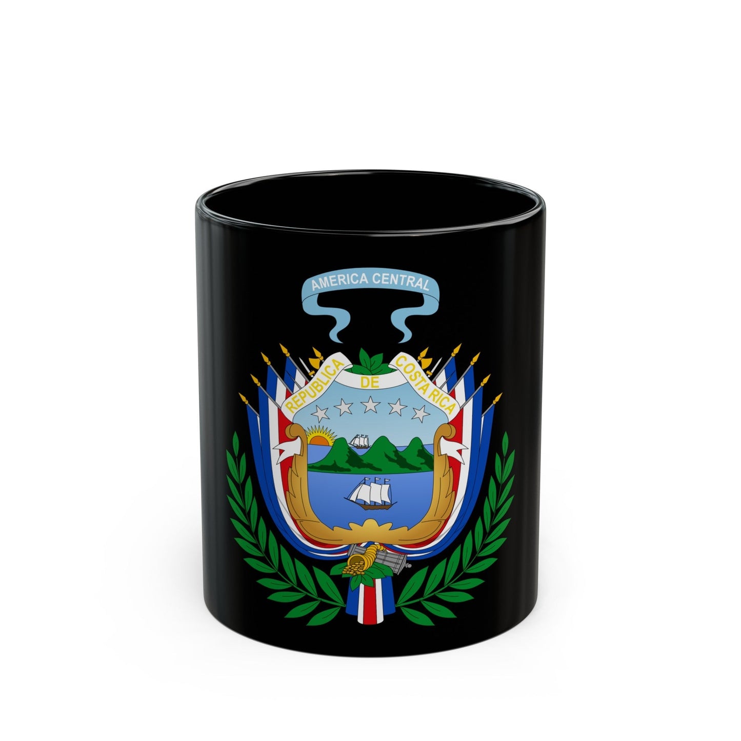 Coat of arms of Costa Rica (1848-1906) - Black Coffee Mug-11oz-The Sticker Space