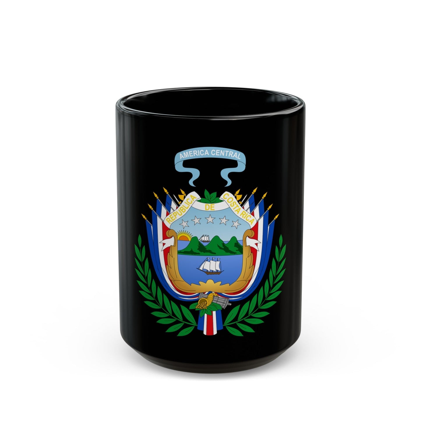 Coat of arms of Costa Rica (1848-1906) - Black Coffee Mug-15oz-The Sticker Space