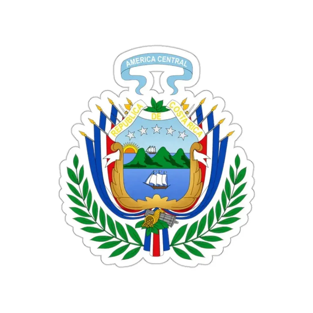 Coat of arms of Costa Rica (1848-1906) STICKER Vinyl Die-Cut Decal - The Sticker Space