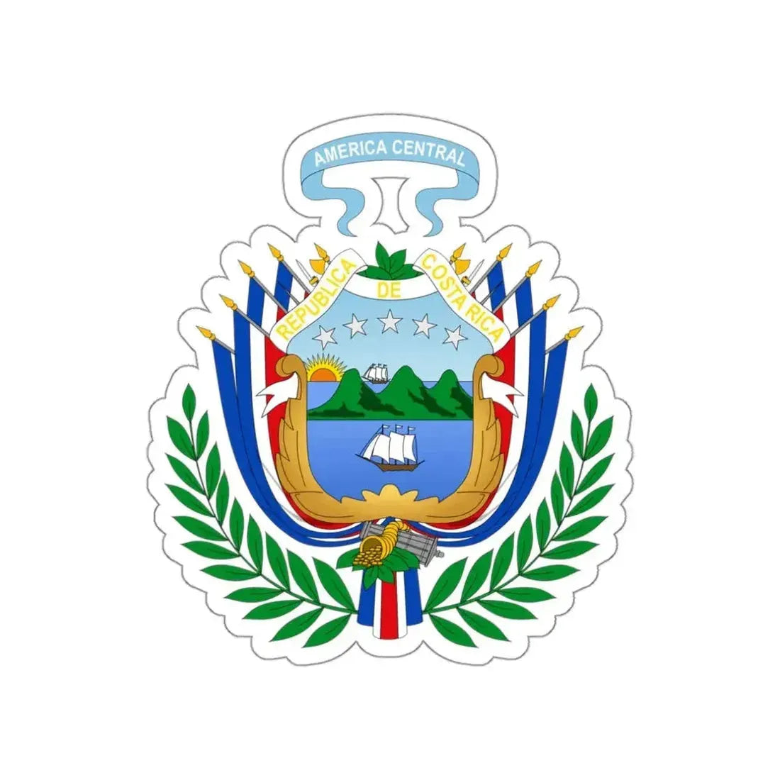Coat of arms of Costa Rica (1848-1906) STICKER Vinyl Die-Cut Decal - The Sticker Space