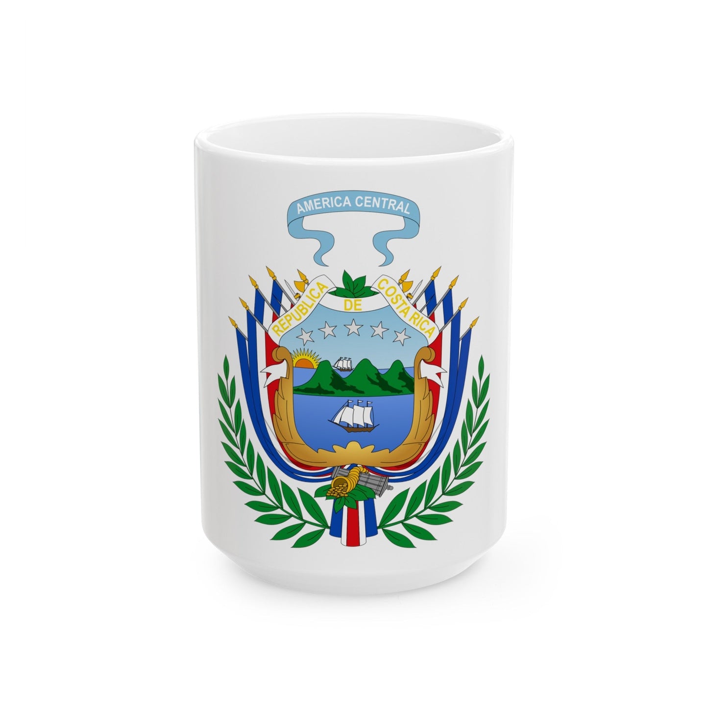 Coat of arms of Costa Rica (1848-1906) - White Coffee Mug-15oz-The Sticker Space