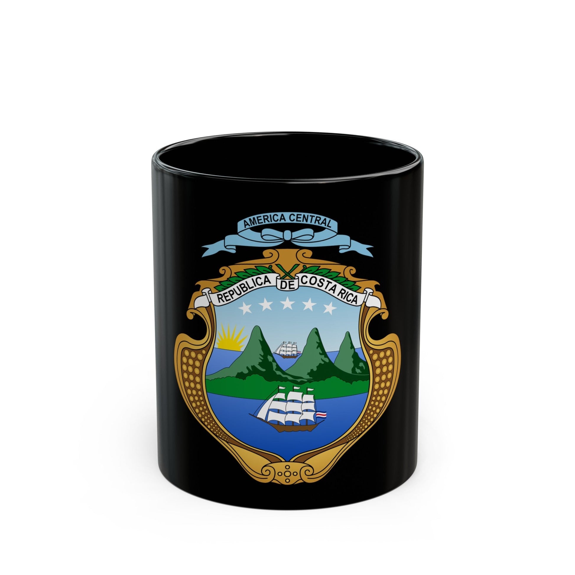 Coat of arms of Costa Rica (1906-1964) - Black Coffee Mug-11oz-The Sticker Space