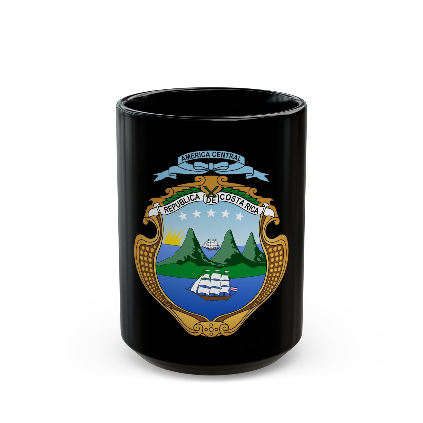 Coat of arms of Costa Rica (1906-1964) - Black Coffee Mug-15oz-The Sticker Space