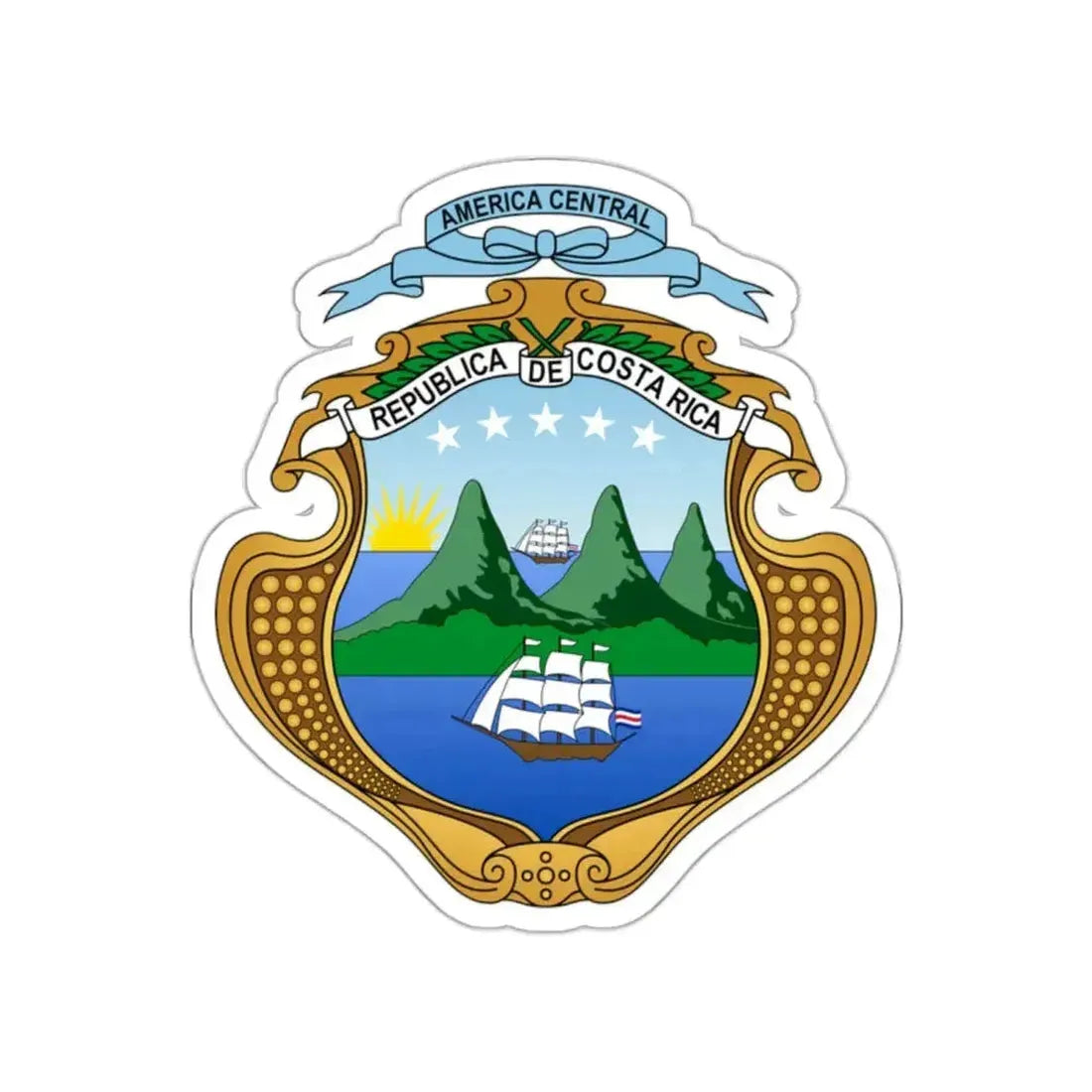 Coat of arms of Costa Rica (1906-1964) STICKER Vinyl Die-Cut Decal - The Sticker Space