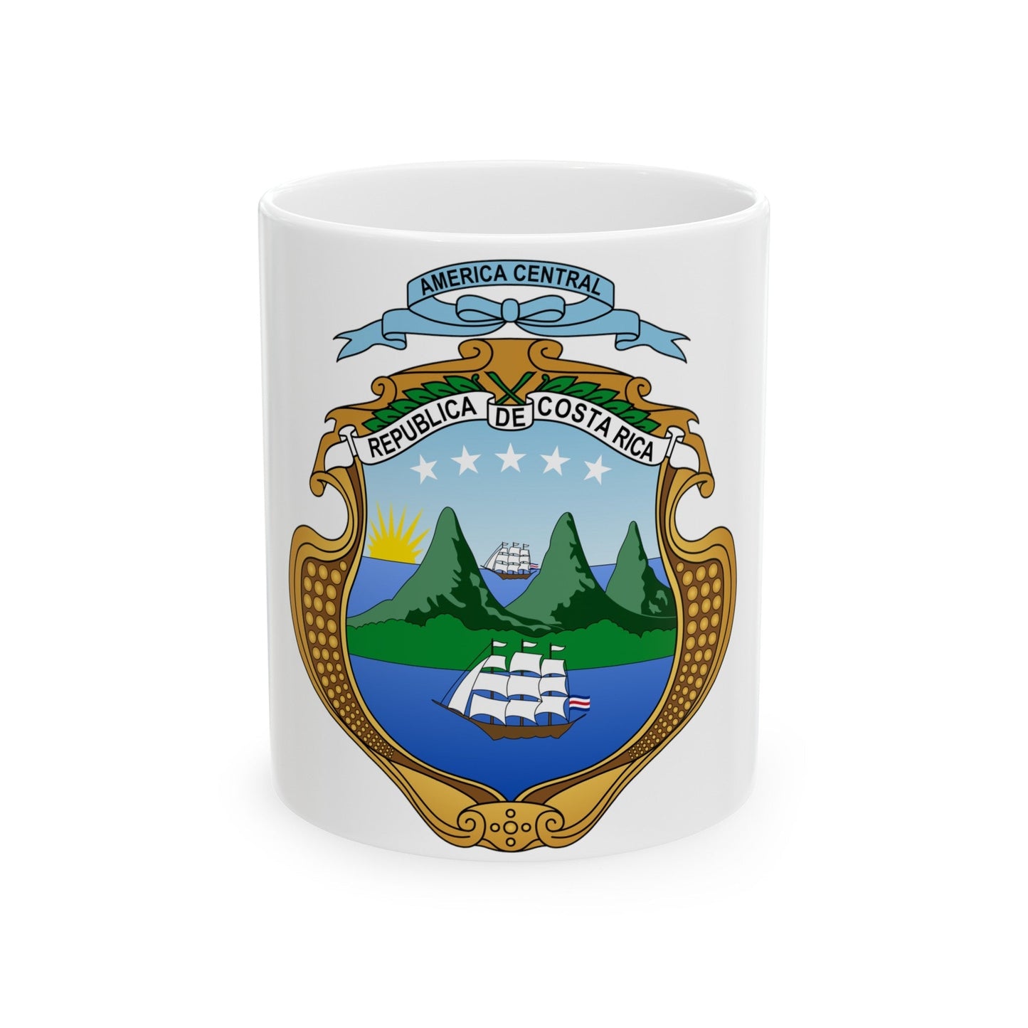 Coat of arms of Costa Rica (1906-1964) - White Coffee Mug-11oz-The Sticker Space