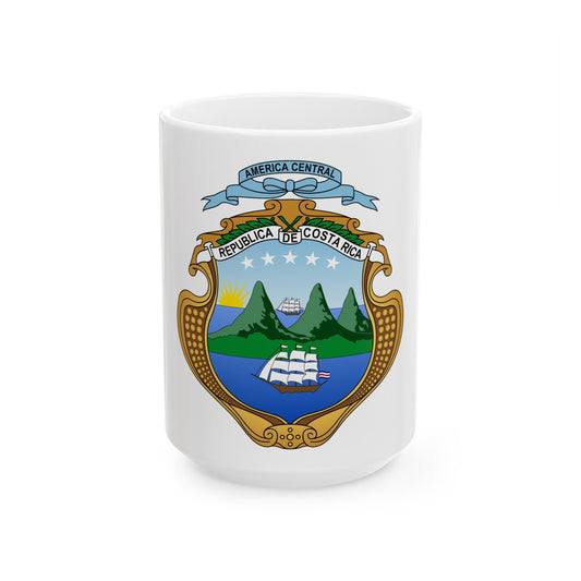 Coat of arms of Costa Rica (1906-1964) - White Coffee Mug-15oz-The Sticker Space