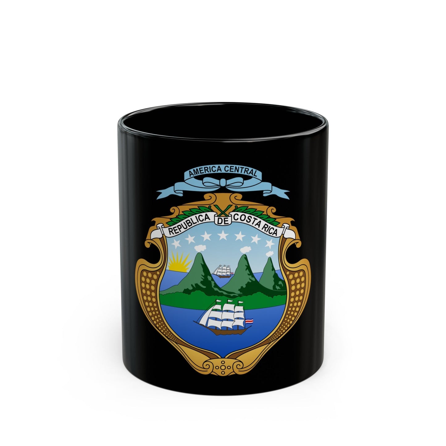 Coat of arms of Costa Rica - Black Coffee Mug-11oz-The Sticker Space