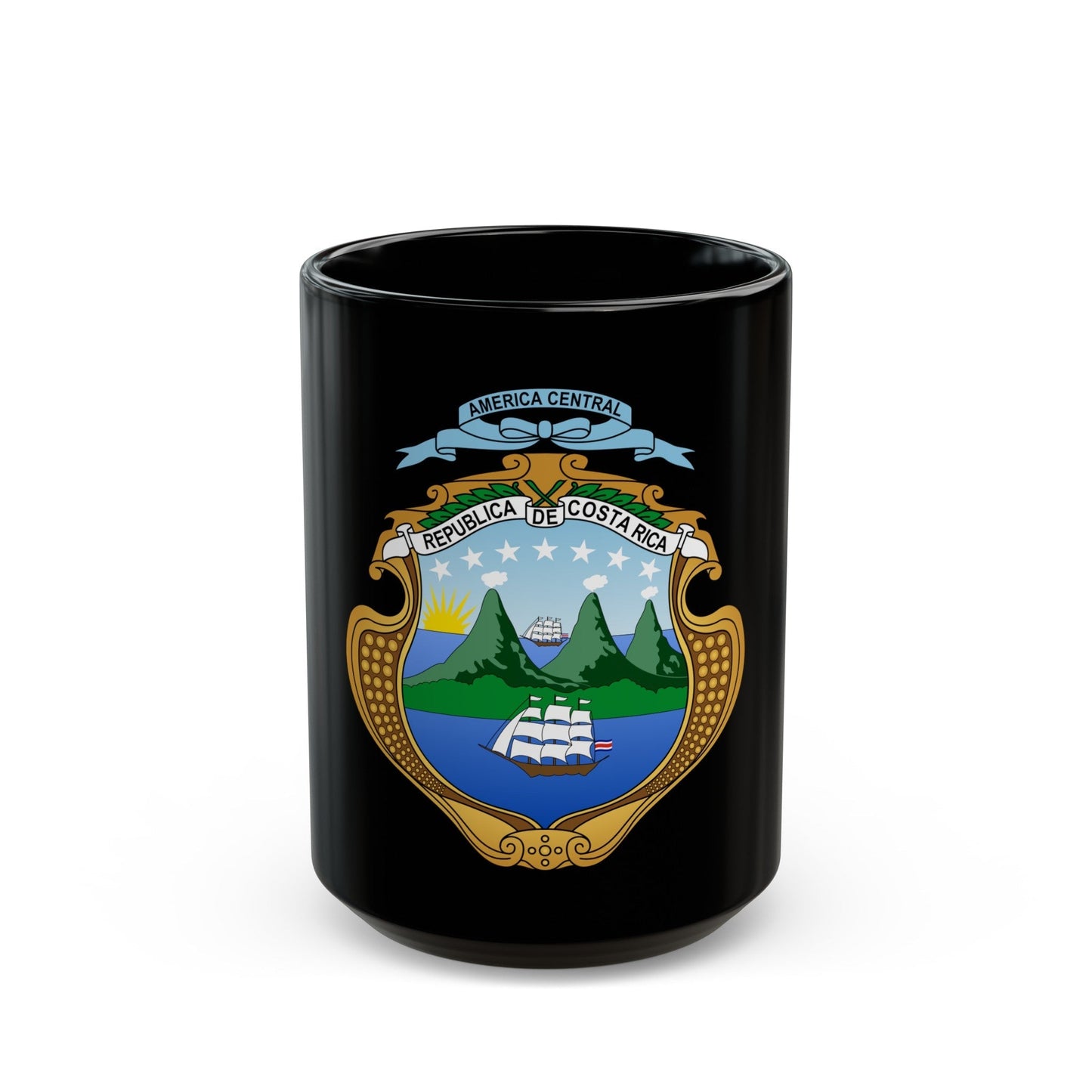 Coat of arms of Costa Rica - Black Coffee Mug-15oz-The Sticker Space