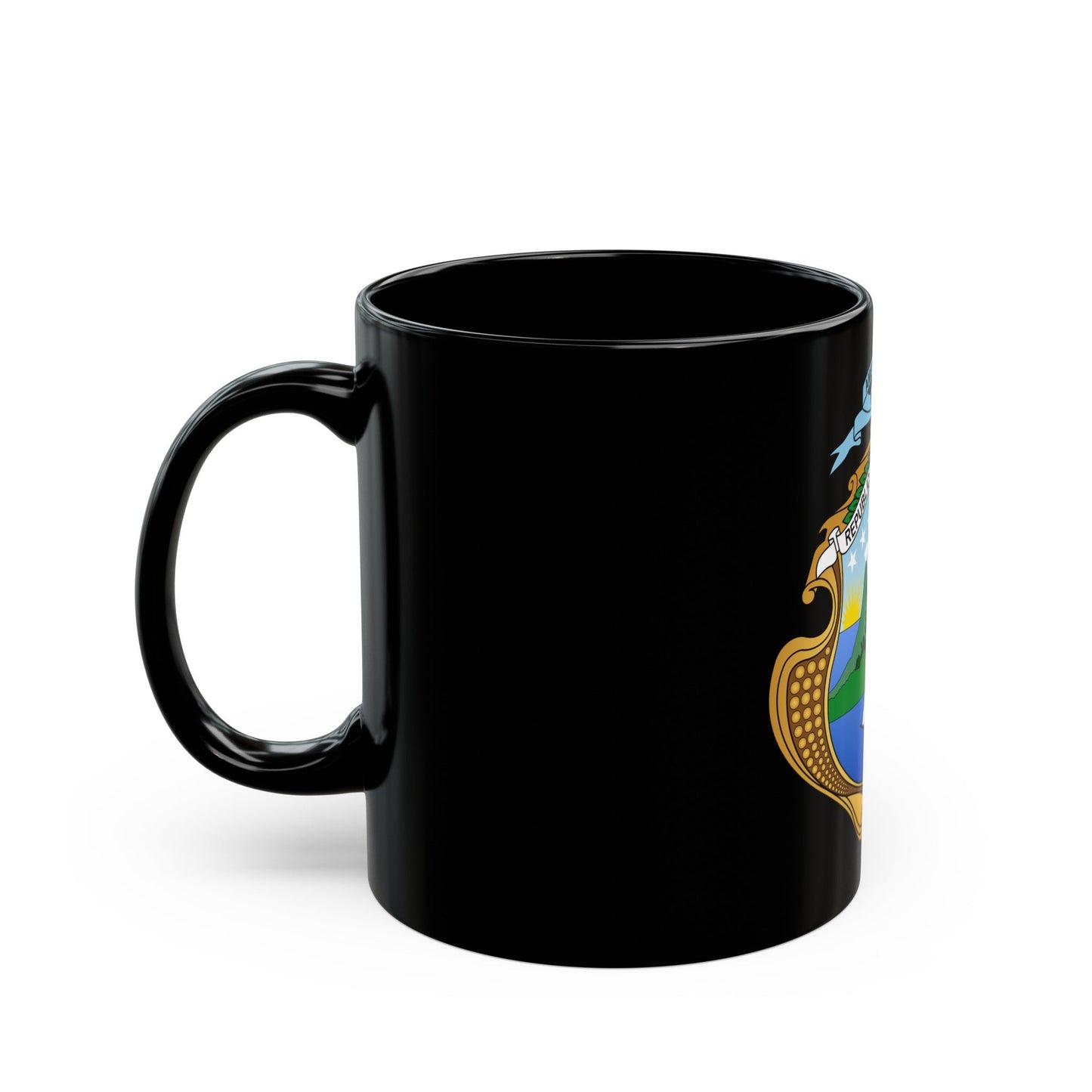 Coat of arms of Costa Rica - Black Coffee Mug-The Sticker Space