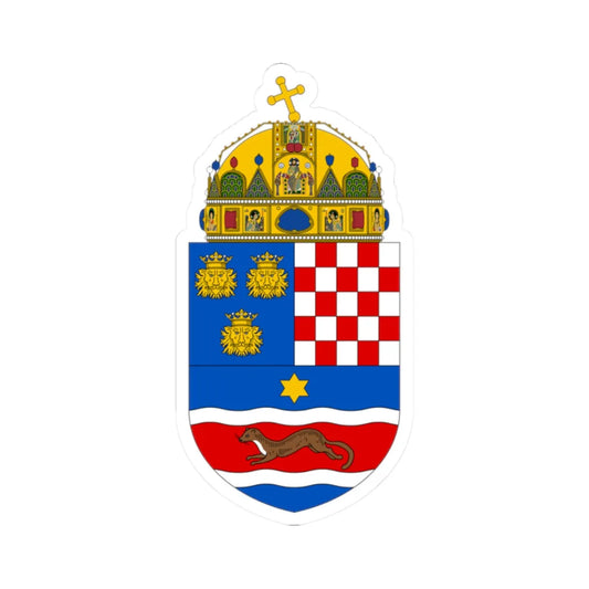 Coat of arms of Croatia 1868-1918 with crown (Croatia) (Coat of Arms) STICKER Vinyl Kiss-Cut Decal 2 Inch White - The Sticker Space