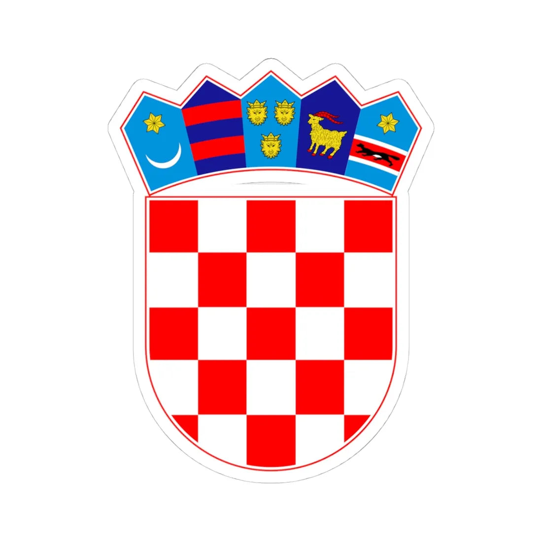 Coat of arms of Croatia (Croatia) (Coat of Arms) STICKER Vinyl Kiss-Cut Decal 4 Inch White - The Sticker Space