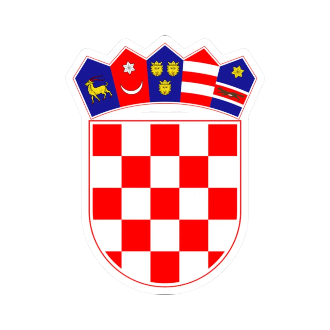 Coat of arms of Croatia historical crown inaccurate-fantasy (Croatia) (Coat of Arms) STICKER Vinyl Kiss-Cut Decal 2 Inch White - The Sticker Space
