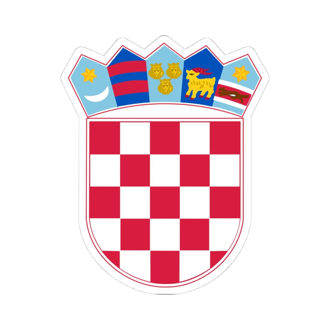Coat of arms of Croatia Pantone (Croatia) (Coat of Arms) STICKER Vinyl Kiss-Cut Decal 4 Inch White - The Sticker Space