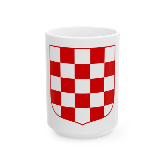 Coat of arms of Croatia (white chequy) - White Coffee Mug-15oz-The Sticker Space