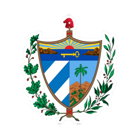 Coat of arms of Cuba 1902-1959 (Cuba) (Coat of Arms) STICKER Vinyl Kiss-Cut Decal 2 Inch White - The Sticker Space