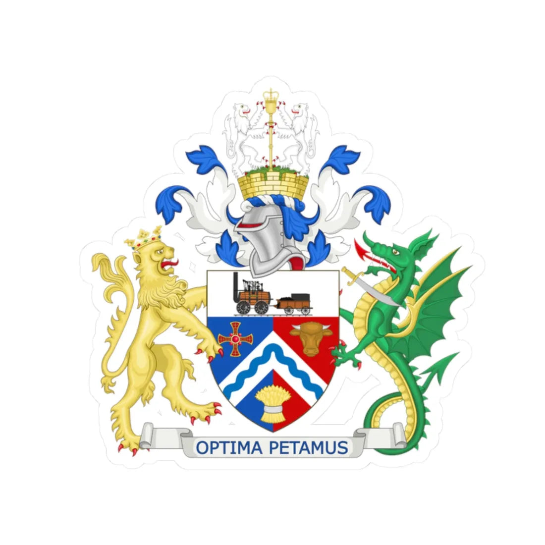 Coat of Arms of Darlington Borough Council (England) (Coat of Arms) STICKER Vinyl Kiss-Cut Decal 2 Inch White - The Sticker Space