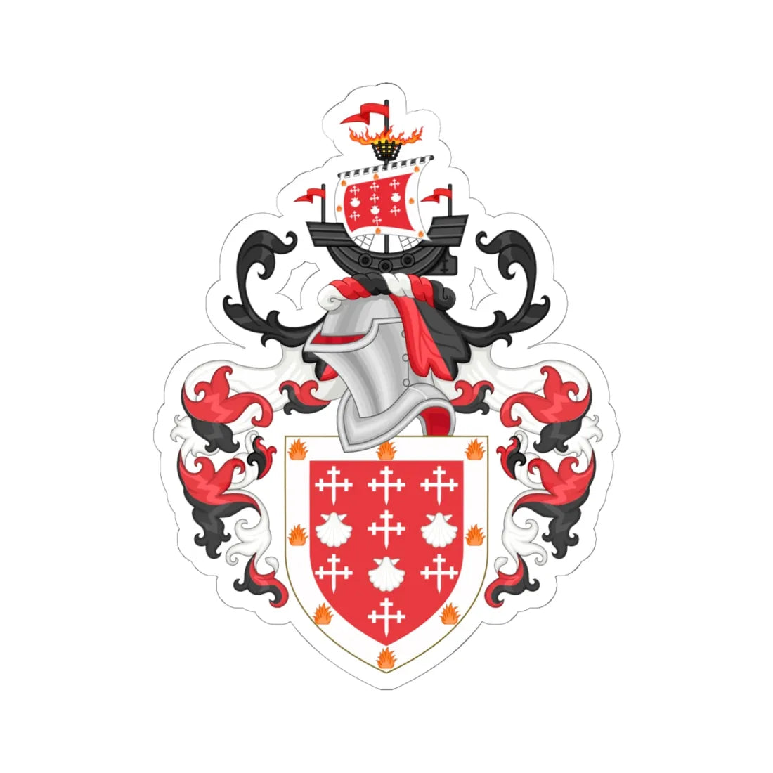 Coat of Arms of Davenant Foundation School (England) (Coat of Arms) STICKER Vinyl Kiss-Cut Decal 6 Inch White - The Sticker Space