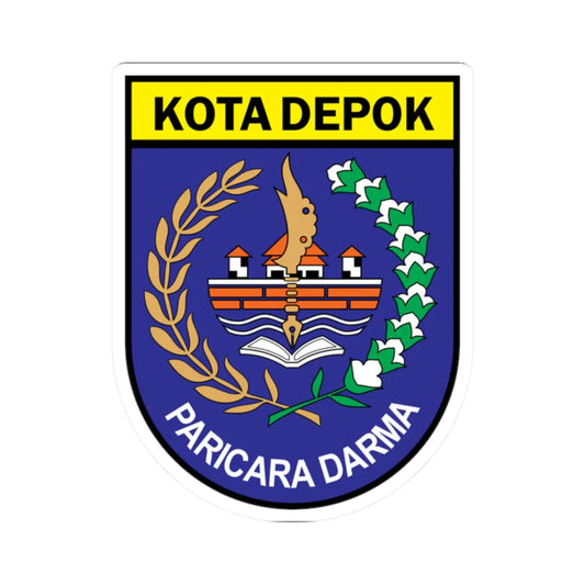 Coat of arms of Depok City (Indonesia) (Coat of Arms) STICKER Vinyl Kiss-Cut Decal 2 Inch White - The Sticker Space