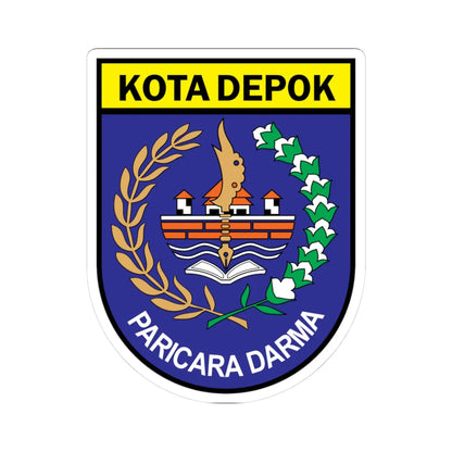 Coat of arms of Depok City (Indonesia) (Coat of Arms) STICKER Vinyl Kiss-Cut Decal 3 Inch White - The Sticker Space