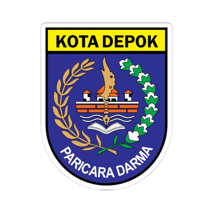 Coat of arms of Depok City (Indonesia) (Coat of Arms) STICKER Vinyl Kiss-Cut Decal 4 Inch White - The Sticker Space