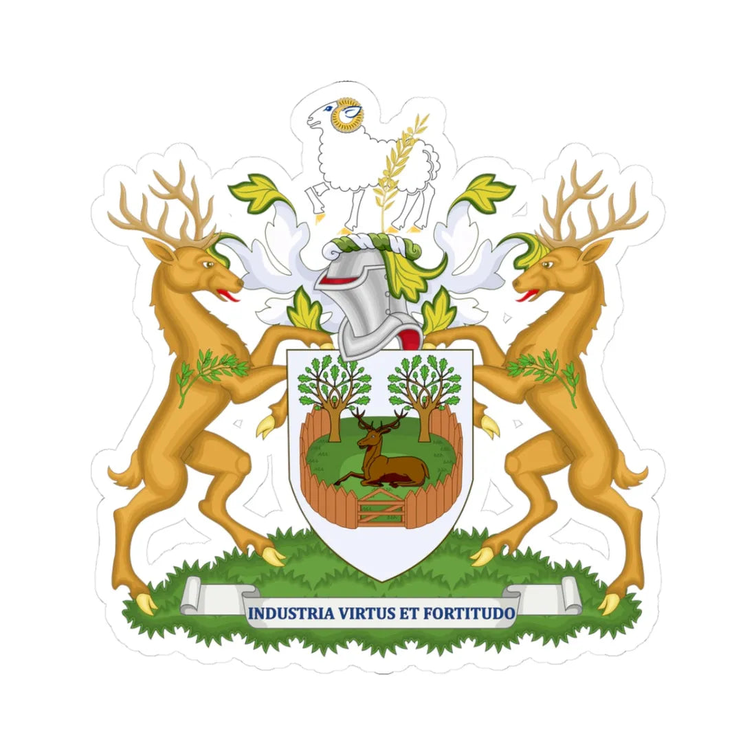 Coat of arms of Derby (England) (Coat of Arms) STICKER Vinyl Kiss-Cut Decal 3 Inch White - The Sticker Space