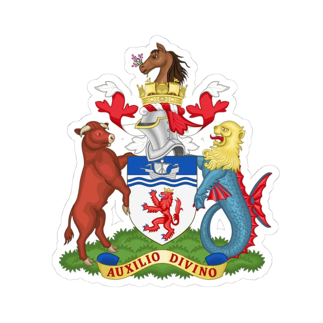 Coat of Arms of Devon County Council (England) (Coat of Arms) STICKER Vinyl Kiss-Cut Decal 4 Inch White - The Sticker Space