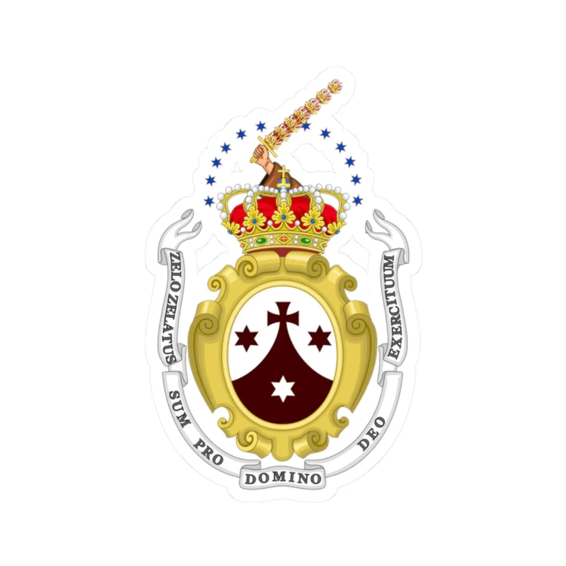 Coat of Arms of Discalced Carmelites Order (Spain) (Coat of Arms) STICKER Vinyl Kiss-Cut Decal 2 Inch White - The Sticker Space