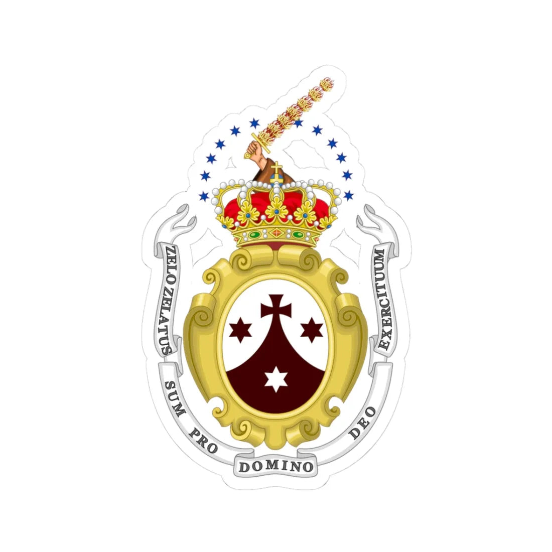 Coat of Arms of Discalced Carmelites Order (Spain) (Coat of Arms) STICKER Vinyl Kiss-Cut Decal 3 Inch White - The Sticker Space
