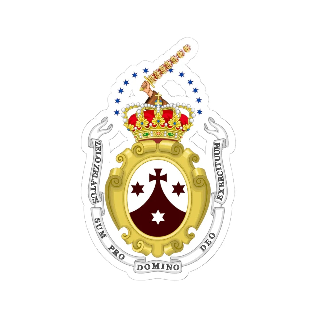 Coat of Arms of Discalced Carmelites Order (Spain) (Coat of Arms) STICKER Vinyl Kiss-Cut Decal 4 Inch White - The Sticker Space