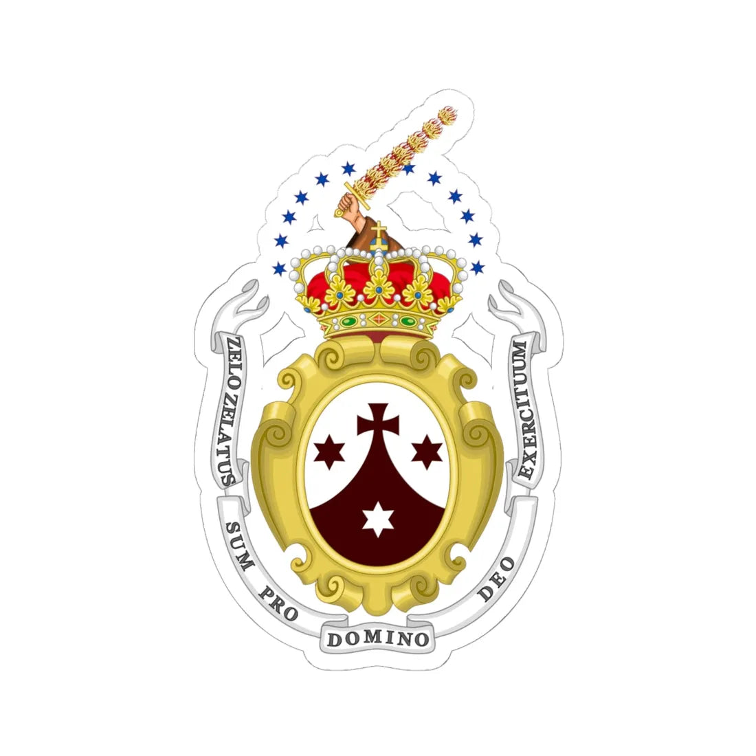 Coat of Arms of Discalced Carmelites Order (Spain) (Coat of Arms) STICKER Vinyl Kiss-Cut Decal 6 Inch White - The Sticker Space